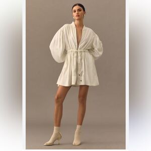 Anthropologie Love The Label Utility Mini Dress in Ivory size Small